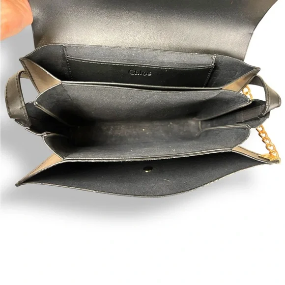 Chloe Faye Black Leather Ring Crossbody Bag - Picture 10 of 12